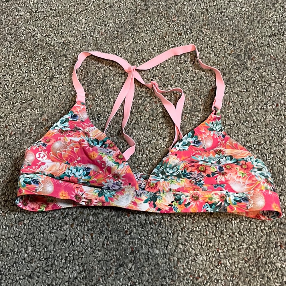 Lululemon Pink floral swim top
